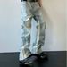American 2025 Summer High Street Jeans Spliced With Washed Light Colored Denim Straight Leg For Slimming Men's Pants_viptrois.com