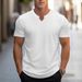 Men's Clothing Summer Trend Solid Color Round V Neck Slim Short Sleeved Stretch T Shirt, Men's Sports_viptrois.com
