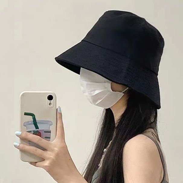 Black Fisherman Hat Women's Spring And Autumn Korean Version Casual All Match Face Covering Japanese Style Sun Protection Sun Hat Basin Hat_viptrois.com
