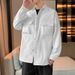 Men's Workwear Jacket - Lightweight Water-Resistant Casual Shirt With Turn-Down Collar (Mocha Brown, Olive Green, Black, Vanilla White)_viptrois.com
