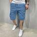 Men's Summer Workwear Casual Shorts European Size Five Point Drawstring Loose Straight Leg With Multi Pockets Solid Color Trendy Brand_viptrois.com