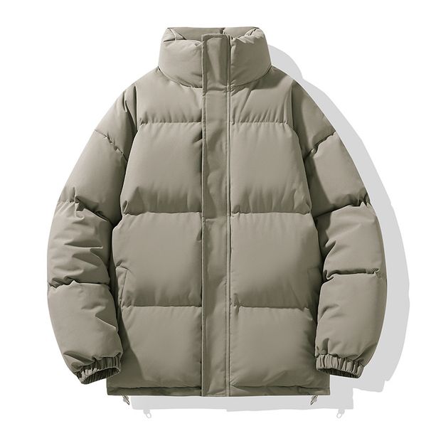 Men's Winter Thickened Puffer Jacket - Loose Fit Unisex Zip-Up Coat, Polyester-Filled Warm Parka For Teens & Young Adults (Multiple Colors)_viptrois.com