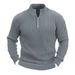 Loom Autumn Long Sleeve Knitted 2025 New European And American Style Casual Pullover Half-Zip Solid Color Stand Collar_viptrois.com