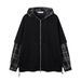 Two-Piece Hooded Cardigan Sweatshirt For Men, Spring Loose Trendy College Style, Color-Block Plaid Patchwork Long_viptrois.com