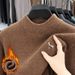 1 Cross-Border Winter Fleece-Lined Thickened 2025 New Half-Turtle Neck Embroidered Fashionable Warm High-End Men's Sweater_viptrois.com