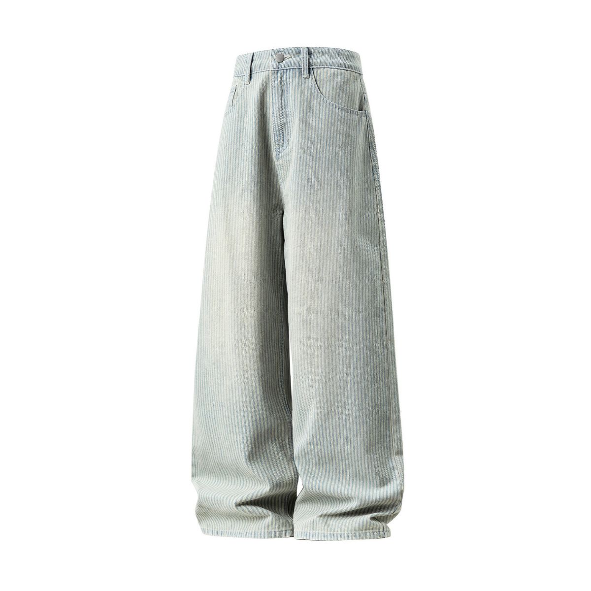 Men's Clothing Striped Washed Distressed Jeans For Men Autumn Style Trendy Brand Loose Straight Leg Pants Silhouette Versatile Long Pants_viptrois.com