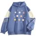 American Style Color Block Loose Niche Star Cute Cartoon Pullover Outerwear Cool Top Sweatshirt_viptrois.com