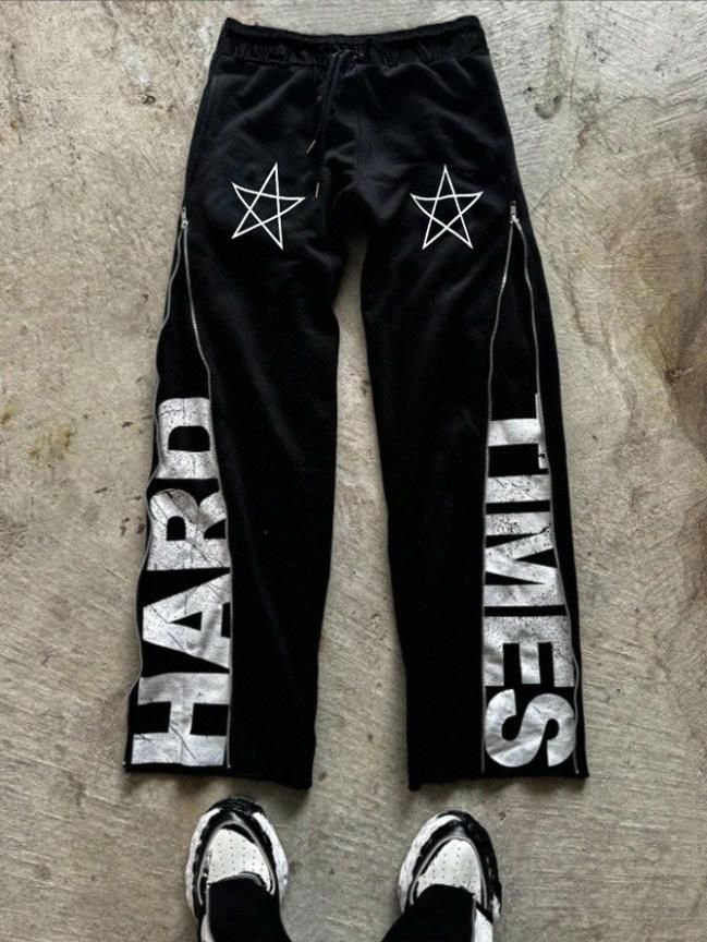 Men's Clothing Print Pattern Multi Zipper Slit Double Layer Casual Trousers_viptrois.com