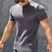Men's Clothing Neck Short Sleeve Men's T Shirt Sports Fitness Running Trendy Brand Breathable Stretch Top_viptrois.com