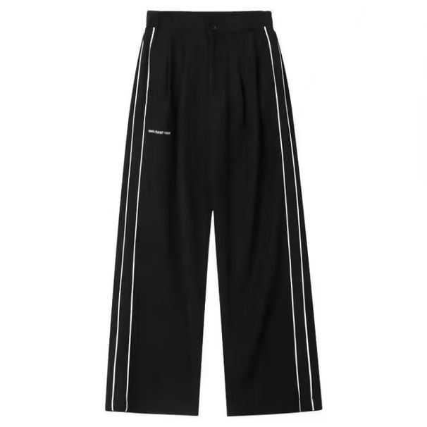 Men's Casual Straight Leg Pants Comfortable Loose Fit Trousers Elastic Waist Striped Design Spring Autumn_viptrois.com