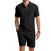 Men's Summer Casual Short Sleeve Polo Shirt & Shorts Set | Breathable Checkered Pattern | Relaxed Fit For Vacation & Daily Wear_viptrois.com