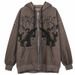 2021 New Hoodie Sweatshirt Loose Street Style Sports Zipper Cardigan Y2K Jacket Women_viptrois.com