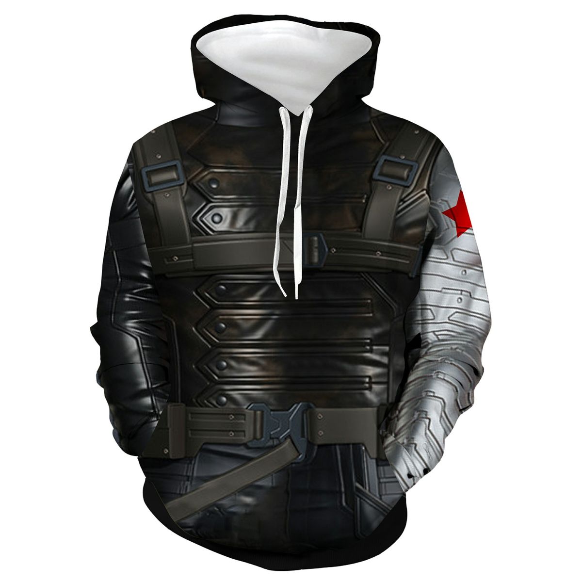 Pure 2021 Foreign Trade New Winter Soldier Series 3D Printed Men's Hooded Cardigan Sports Sweatshirt Cosplay_viptrois.com