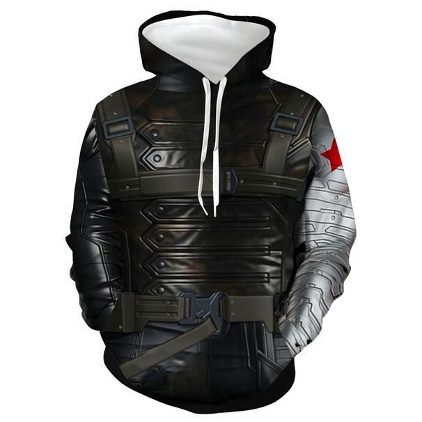 Pure 2021 Foreign Trade New Winter Soldier Series 3D Printed Men's Hooded Cardigan Sports Sweatshirt Cosplay_viptrois.com