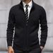 Knitted Cardigan 2025 Autumn And Winter New Style Stand Collar Long Sleeve Zipper Slim Sweater Large Size Men's Clothing_viptrois.com