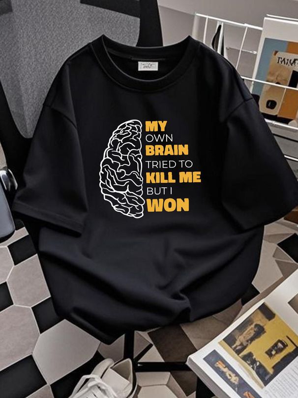 Brain Cancer Aneurysm Consciousness Men's Cotton T-Shirt Comfortable Graphic Casual Homme Fashion Breathable Top For Everyday Wear_viptrois.com