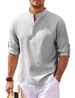 Men's Clothing Long Sleeved Shirt Stand Up Collar Half Button Shirt Pineapple Check Shirt_viptrois.com