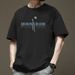 Short Pure Cotton T-shirt Summer Round Neck Loose Fit Men's Casual Half Sleeved Clothes Printed British_viptrois.com