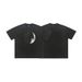 Autumn Winter American Style Rhinestone Half Moon Short Sleeve T-Shirt Unisex Couple Loose Base Shirt_viptrois.com