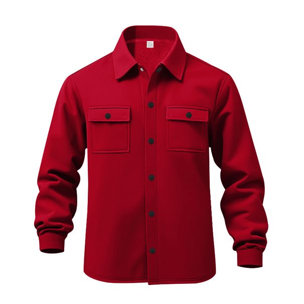 Men's Clothing Fleece Lined Turn-Down Collar Multi-Pocket Single-Breasted Casual Jacket - Slim Fit Lightweight Warm Stylish Outerwear Urban Commute_viptrois.com