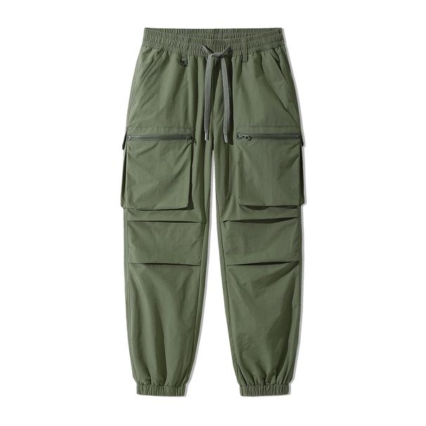 Men's Clothing Waterproof Casual Pants Loose Multi Pocket All match Cuffed Trousers_viptrois.com