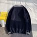V-Neck Men's Autumn Winter Knitted Sweater Korean Version Loose Thick Base Shirt Black And White Yarn Long Sleeved Top_viptrois.com