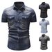 Man's clothing Men's denim short-sleeved shirt_viptrois.com