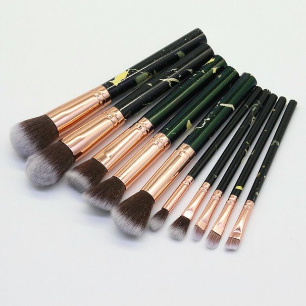 10 X Marble Makeup Brush Set For Powder Eyeshadow Blusher Brushes Tools Gift_viptrois.com