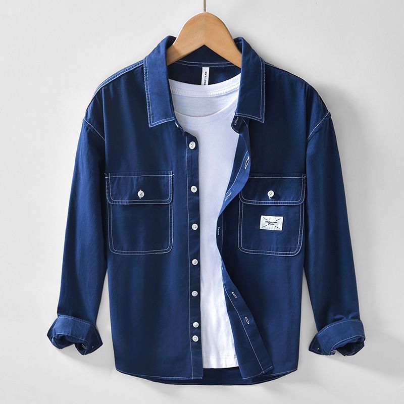 Popular Collar Double Pocket Shirt With Casual And Fashionable Style, Versatile Cotton Jacket_viptrois.com