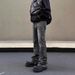 Men's Clothing High Street Washed Black Jeans Men's Straight Slim Fit Flared Cleanfit Pants_viptrois.com