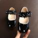 New Solid Color Girls Rhinestone Lace Small Single Shoes Children's Flat Shoes Korean Version Of Bright Leather Small Leather Shoe_viptrois.com