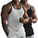 Men's Summer Vertical Striped Knit Fitness Casual Sports Straight Hem Multicolor Slim Fit Tank Top_viptrois.com