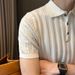 Men's Clothing Short Sleeve Jacquard Casual Slim Fit Men's Summer Short Sleeve Shirt – Jacquard Fishbone Pattern, Slim Fit Stretch Knit Top_viptrois.com