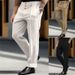 Men's Clothing Men's Formal Fashion Business Casual Solid Color Twill Button Suit Pants_viptrois.com