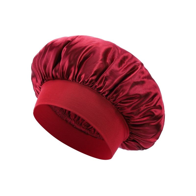 Popular wide brimmed headband elastic sleeping cap Satin confinement chemotherapy cap wide brimmed beauty salon hair care hat_viptrois.com