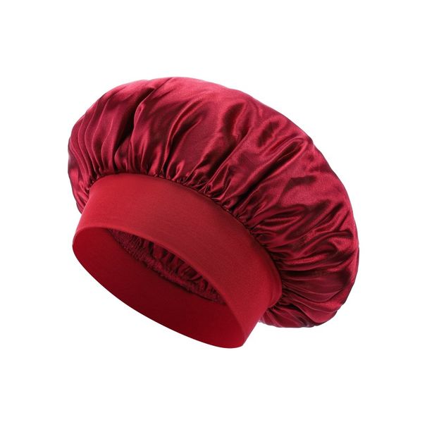 Popular wide brimmed headband elastic sleeping cap Satin confinement chemotherapy cap wide brimmed beauty salon hair care hat_viptrois.com