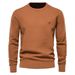 Loom European And American Style Autumn Winter Pullover Cotton Cross-Border New Solid Color Knitted Sweater Men's Round Neck_viptrois.com