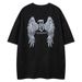 Men's Clothing Guochao Brand Original Design Wings Print Suede Short Sleeved T Shirt Men's Summer Oversize Couple Bottoming Shirt_viptrois.com