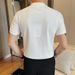 Men's Clothing Summer Short Sleeved T Shirt Slim Fashion Round Neck Versatile Casual Personality Patchwork Leather T Shirt Top_viptrois.com