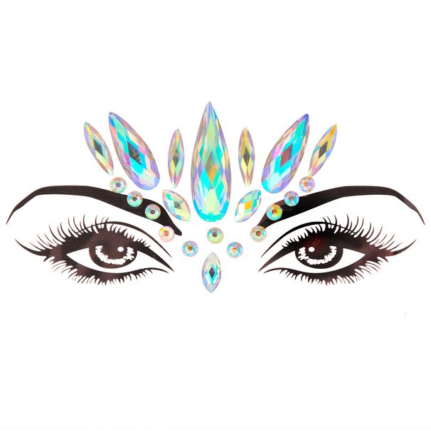 Halloween EDM electronic music festival face stickers eyebrow stickers diamond resin diamond carnival diamond stickers masquerade face decoration_viptrois.com