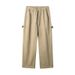 Men's Clothing Textured Twill Stitching Design Workwear Casual Pants Men's Spring New Retro Pure Cotton Button Down Adjustable Trousers_viptrois.com