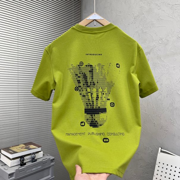 2025 Summer New Trendy Brand Creative Printing Slim Fit Fashion Men's Short-sleeved T-shirt Casual Versatile Handsome Top_viptrois.com