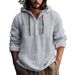 Men's Casual Hooded Shirt – Loose Fit Long Sleeve Cotton-Linen Blend For Everyday Comfort_viptrois.com