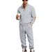 Men's Casual Trousers Suit Heavy Texture Pattern Trend Stand Collar Henry Sweatshirt American Style Autumn Winter Loose_viptrois.com