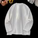 Men's Oversized Textured Long Sleeve T-Shirt – Drop Shoulder Crewneck Layering Tee (White/Black, M-3XL)_viptrois.com