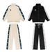 Men's Clothing Love embroidery contrast color stitching casual suit men ins fashion brand loose long sleeved jacket two piece suit_viptrois.com