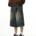 Men's Clothing American Street Fashion Brand Loose Distressed Washed Denim Shorts Men's Mid Length Pants Simple Basic Summer Shorts Men_viptrois.com