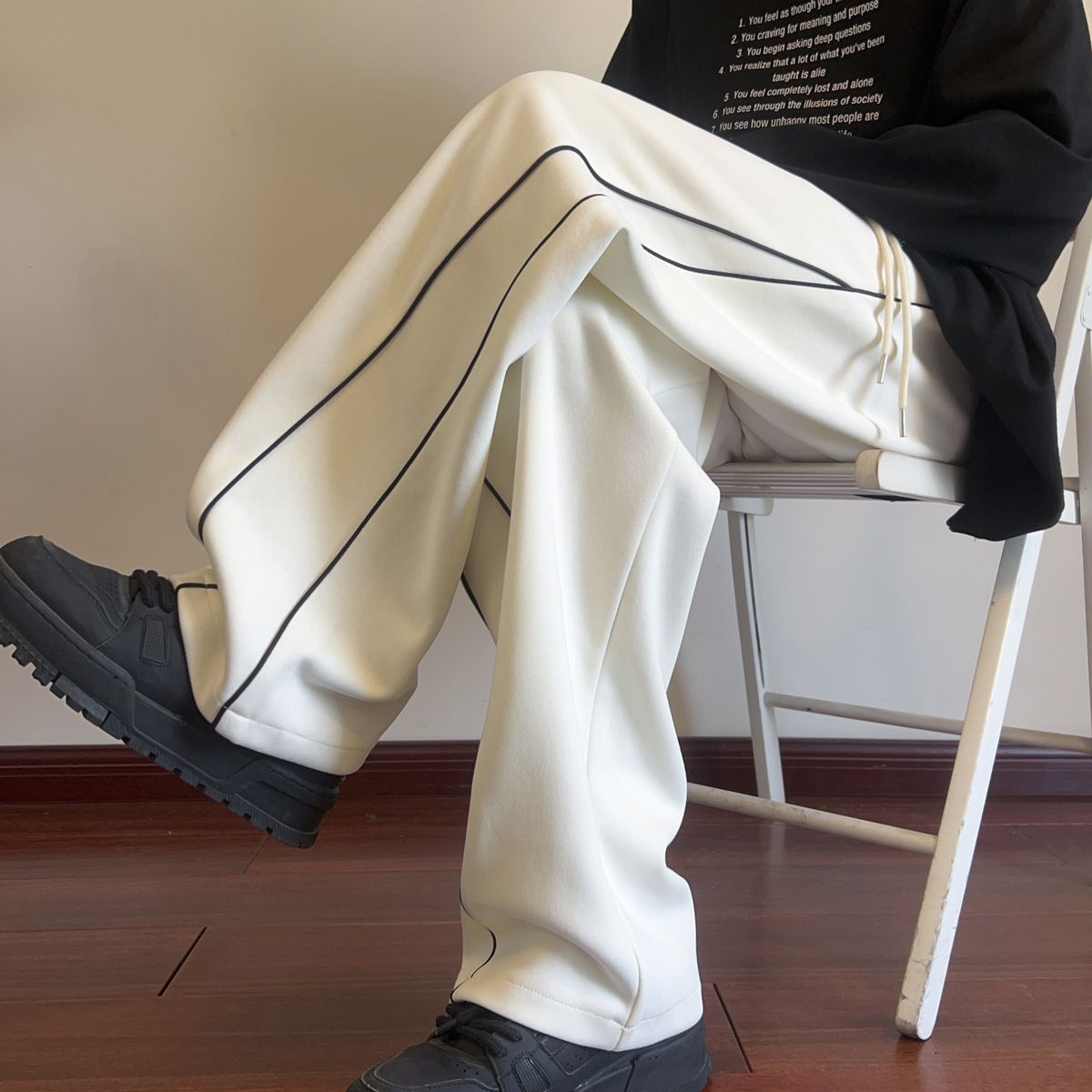 Men's Clothing Spring Hong Kong Style Trend Casual Sports Pants Oversize Loose Wide Leg Pants_viptrois.com