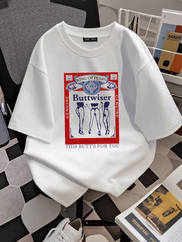 Buttwiser T-Shirt, #Lana D.e.l Rey Beer Tee Shirt, Vintage Retro T-shirt Slightly Soft Breathable Homme Designer Clothes Stylish Casual Unisex_viptrois.com