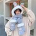 Wearing gloves, one in one, cute winter plush hat, scarf, three piece set, little rabbit, parent-child_viptrois.com